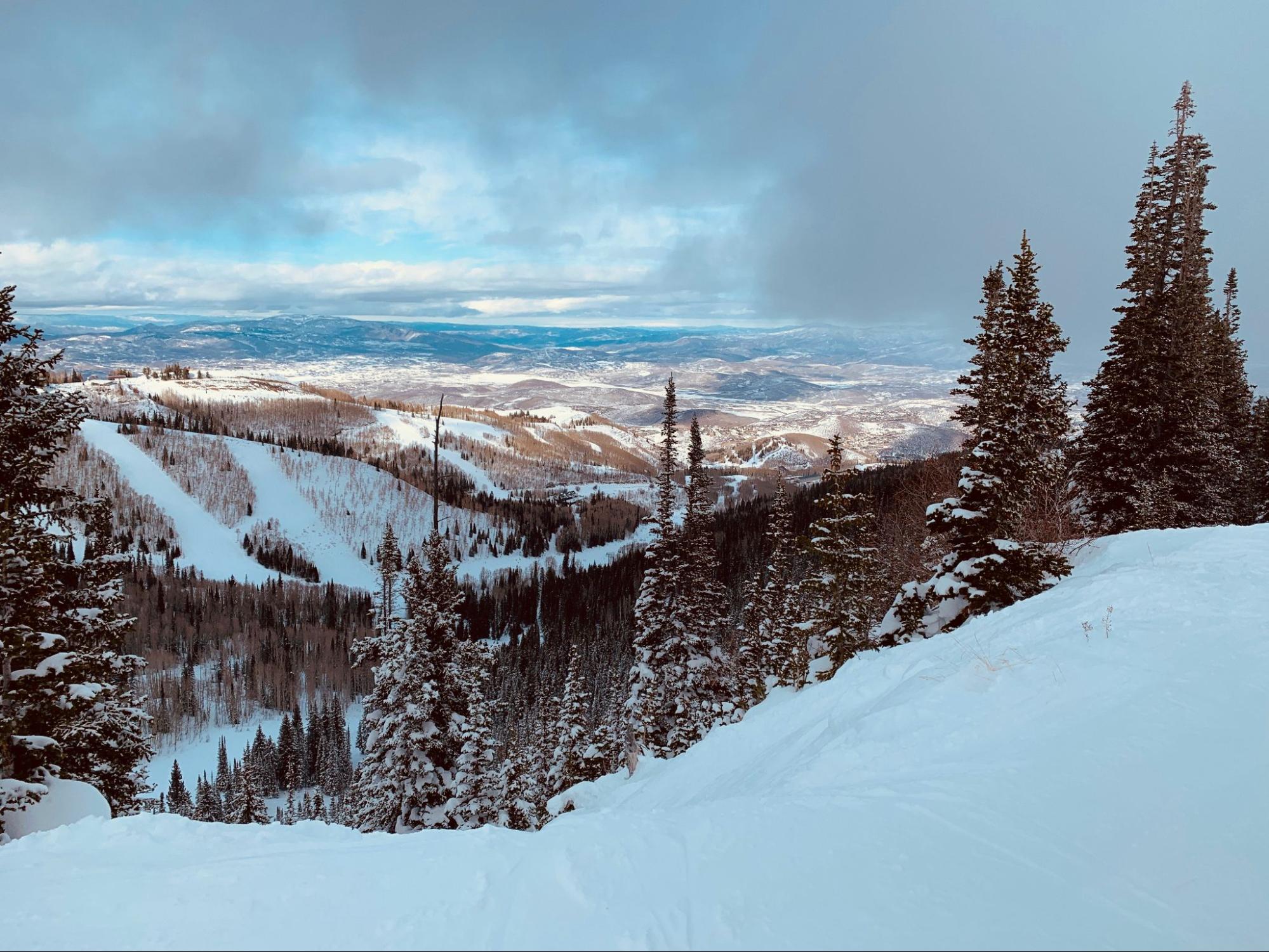Several ski slopes in Utah’s mountains.
