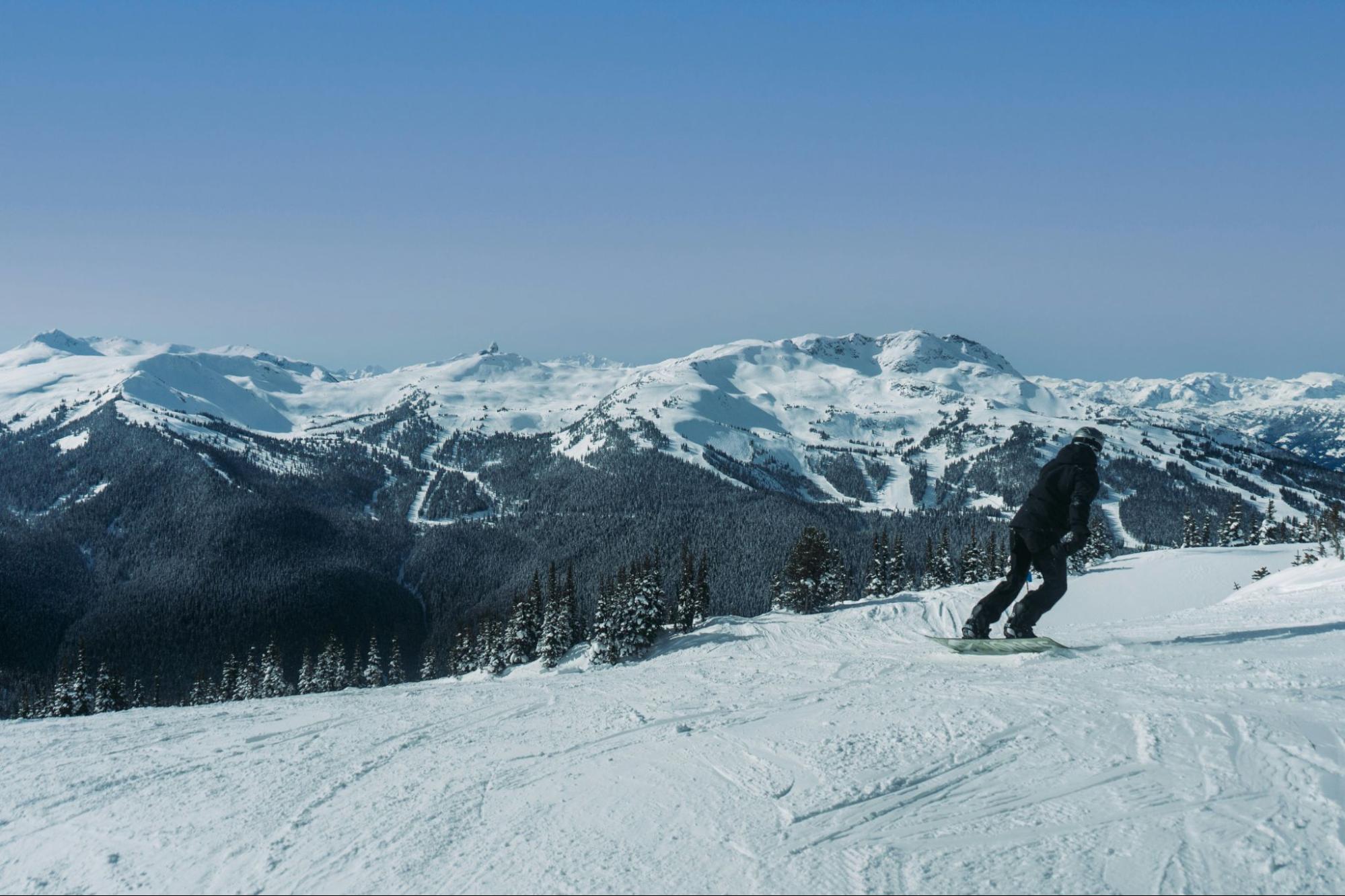 A skier on a slope in British Columbia, Canada.