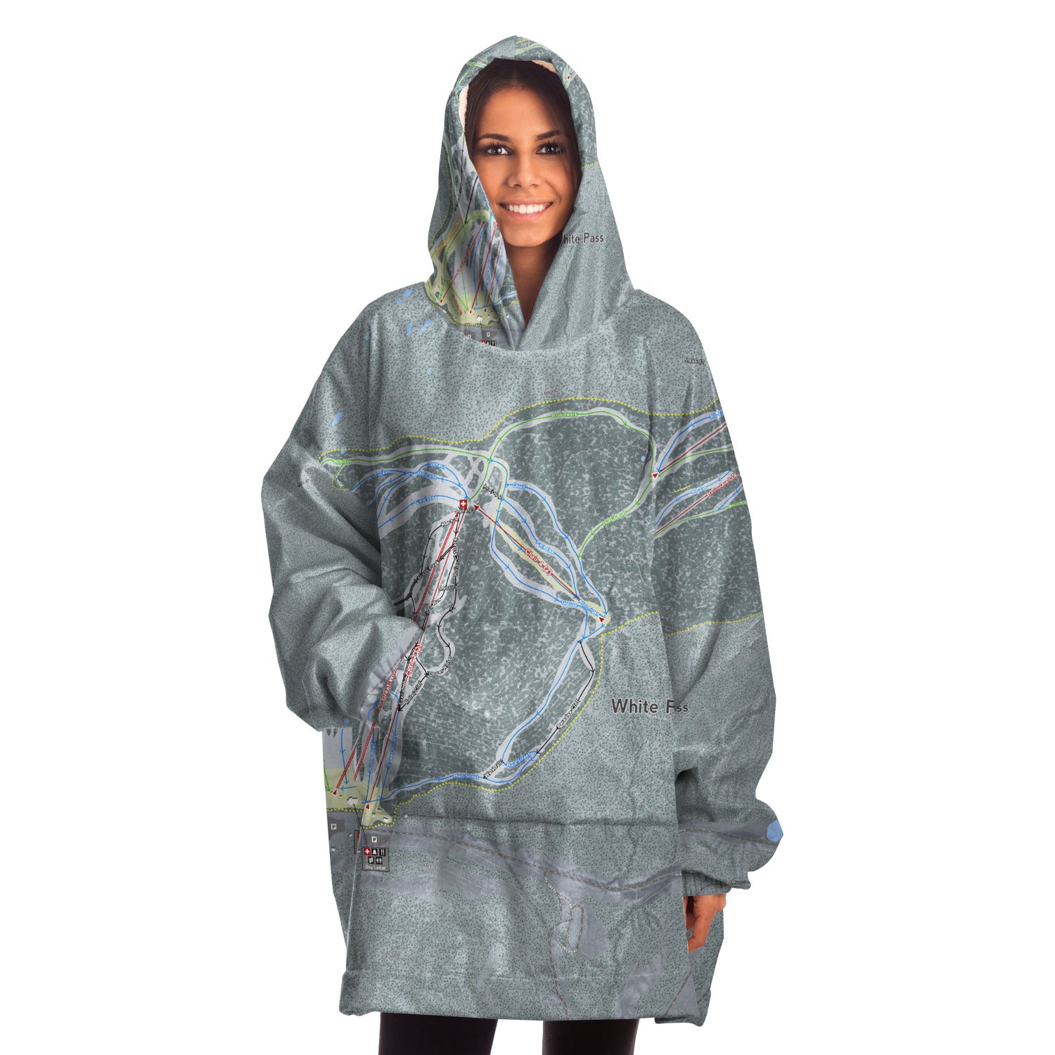 White Pass, Washington Ski Trail Map - Snug Hoodie