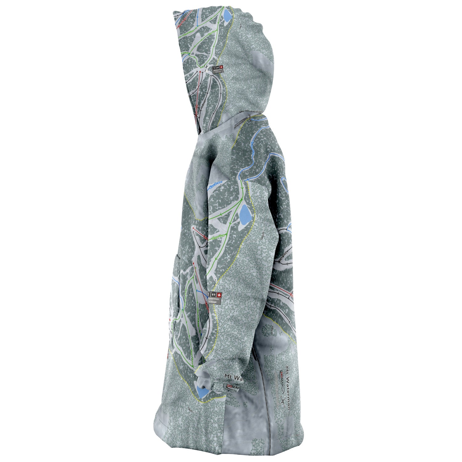 Mt Waterman, California Ski Trail Map - Snug Hoodie