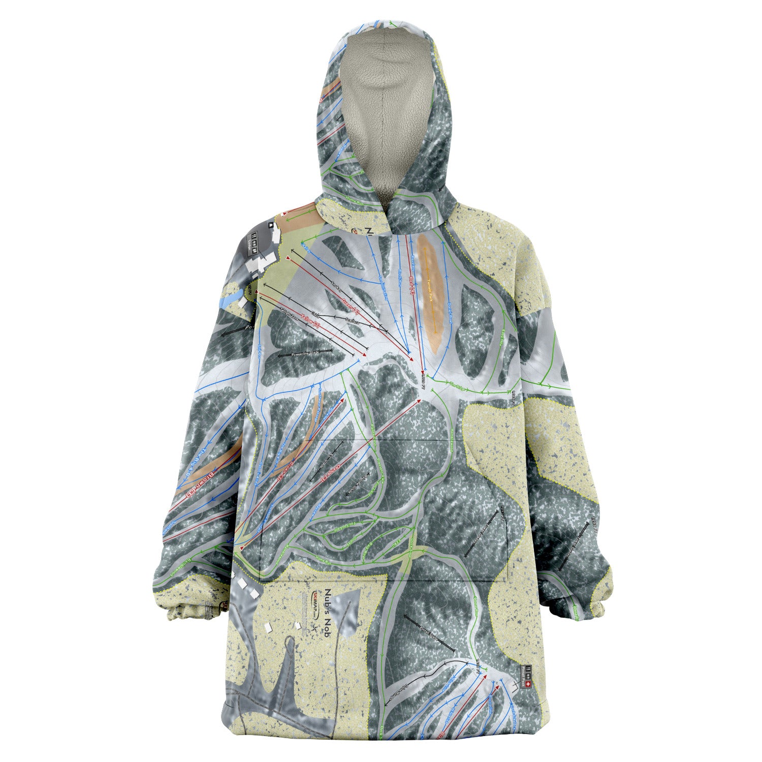 Nub's Nob, Michigan Ski Trail Map Snug Hoodie