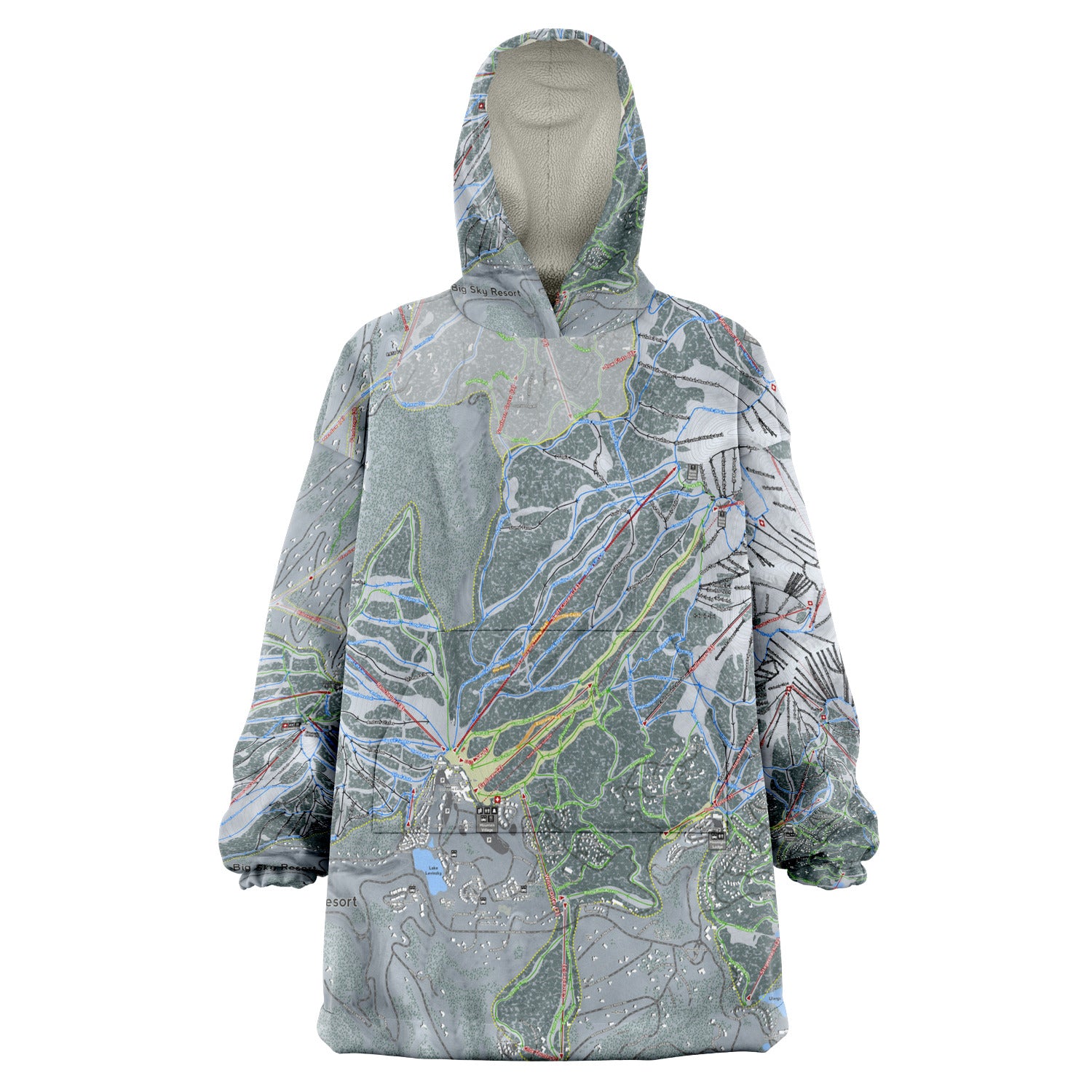 Big Sky, Montana Ski Trail Map - Snug Hoodie