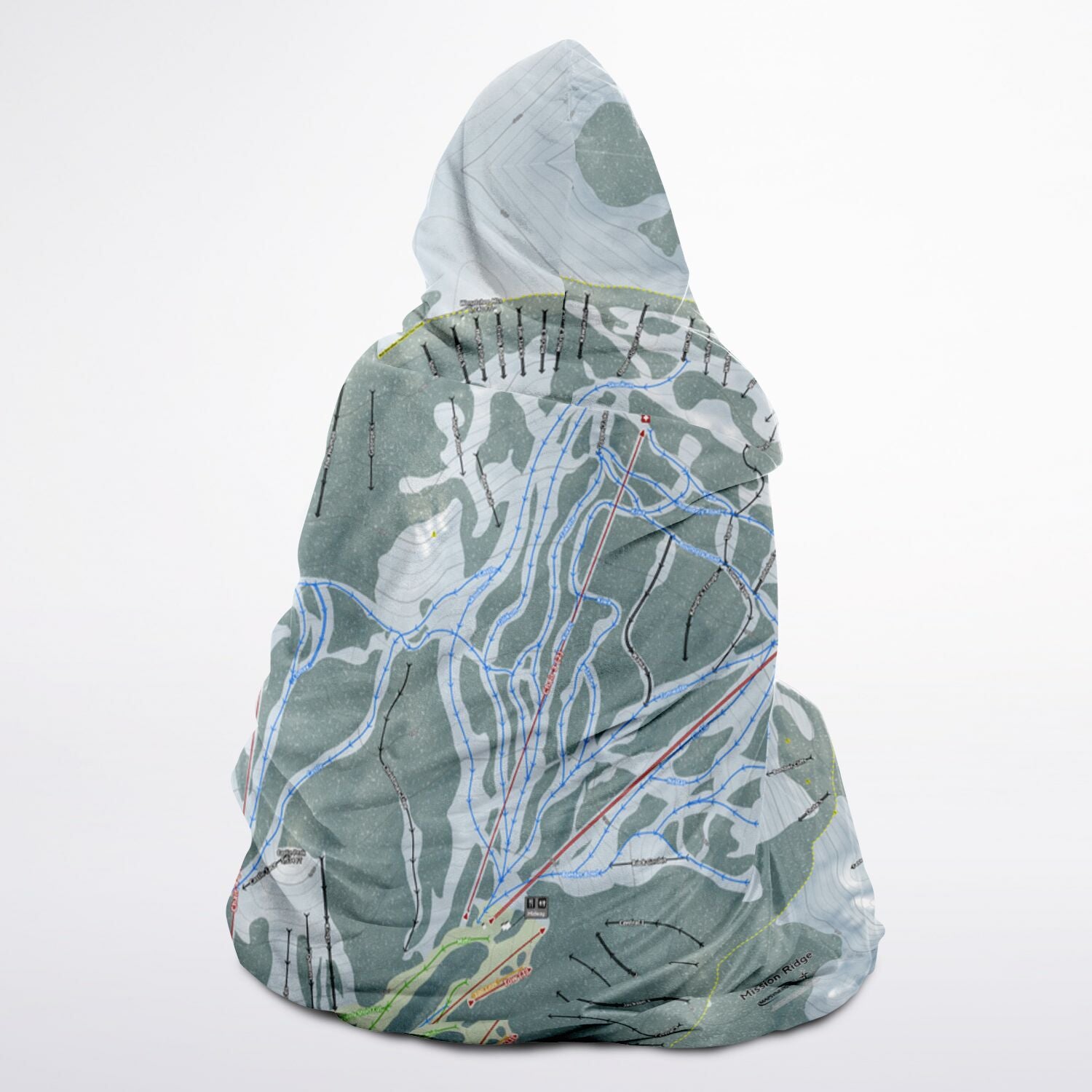 Mission Ridge, Washington Ski Trail Map - Youth Hooded Blanket