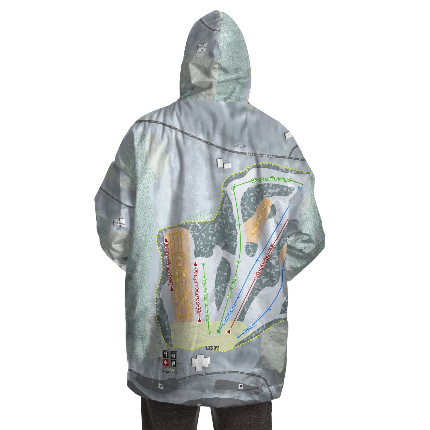 Boyce Park, Pennsylvania Ski Trail Map Snug Hoodie