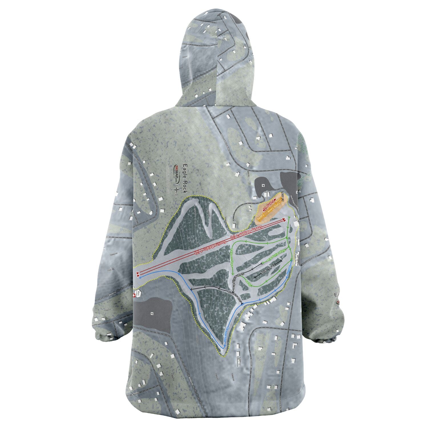 Eagle Rock, Pennsylvania Ski Trail Map Snug Hoodie