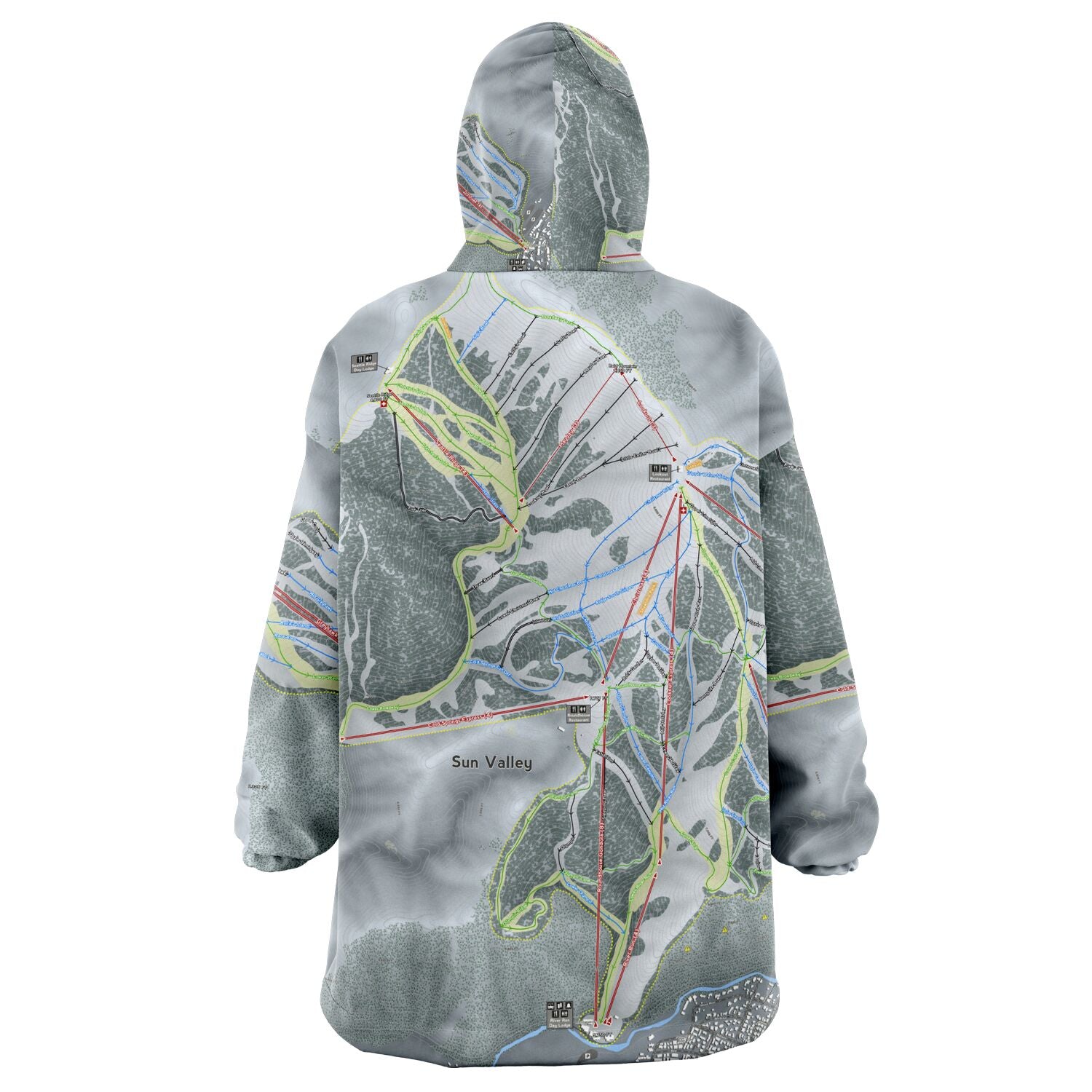 Sun Valley, Idaho Ski Trail Map - Snug Hoodie