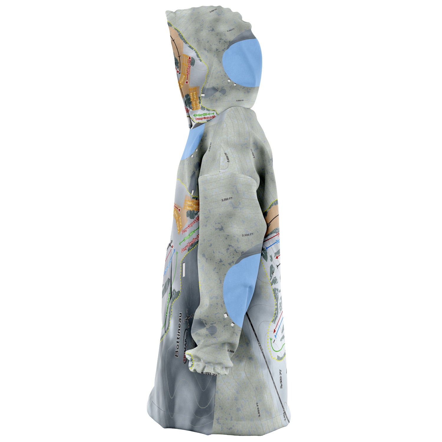 Bottineau, North Dakota Ski Trail Map Snug Hoodie