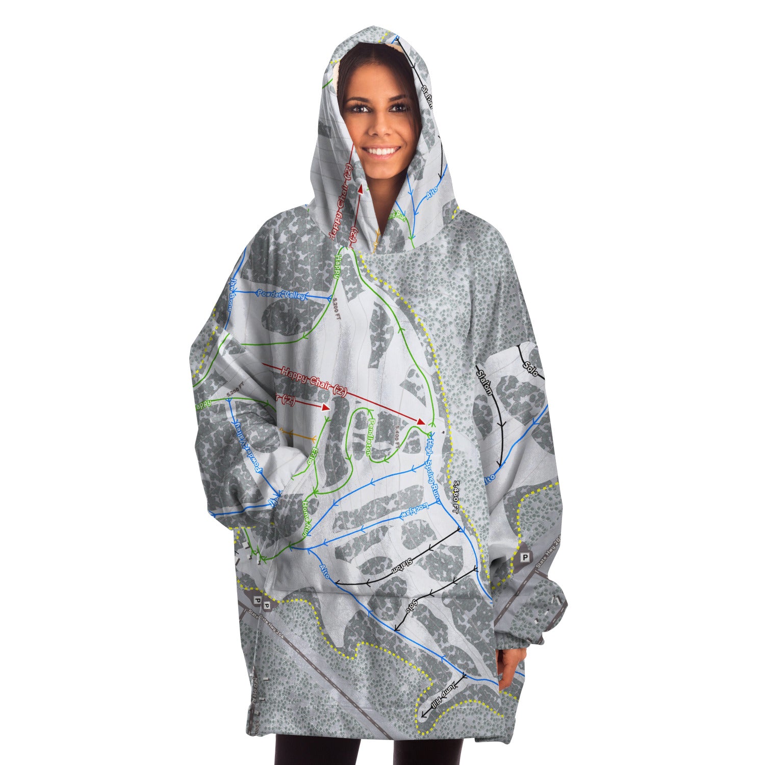 Spout Springs, Oregon Ski Trail Map Snug Hoodie