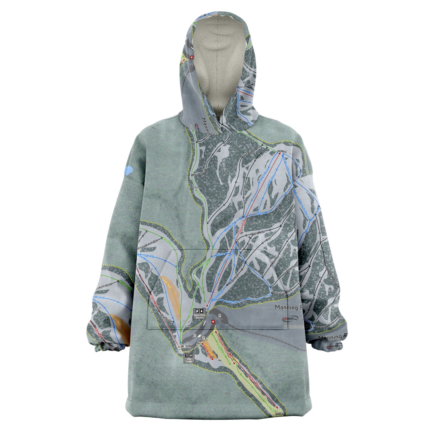 Manning Park, British Columbia Ski Trail Map Snug Hoodie