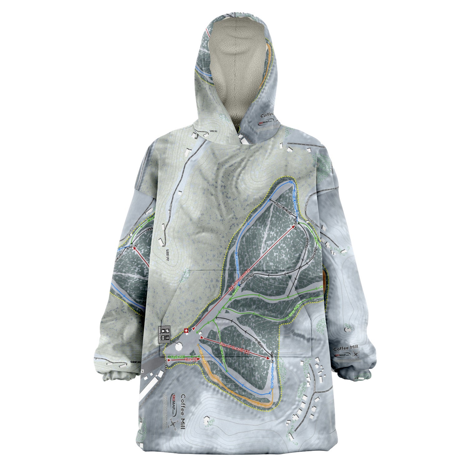 Coffee Mill, Minnesota Ski Trail Map Snug Hoodie