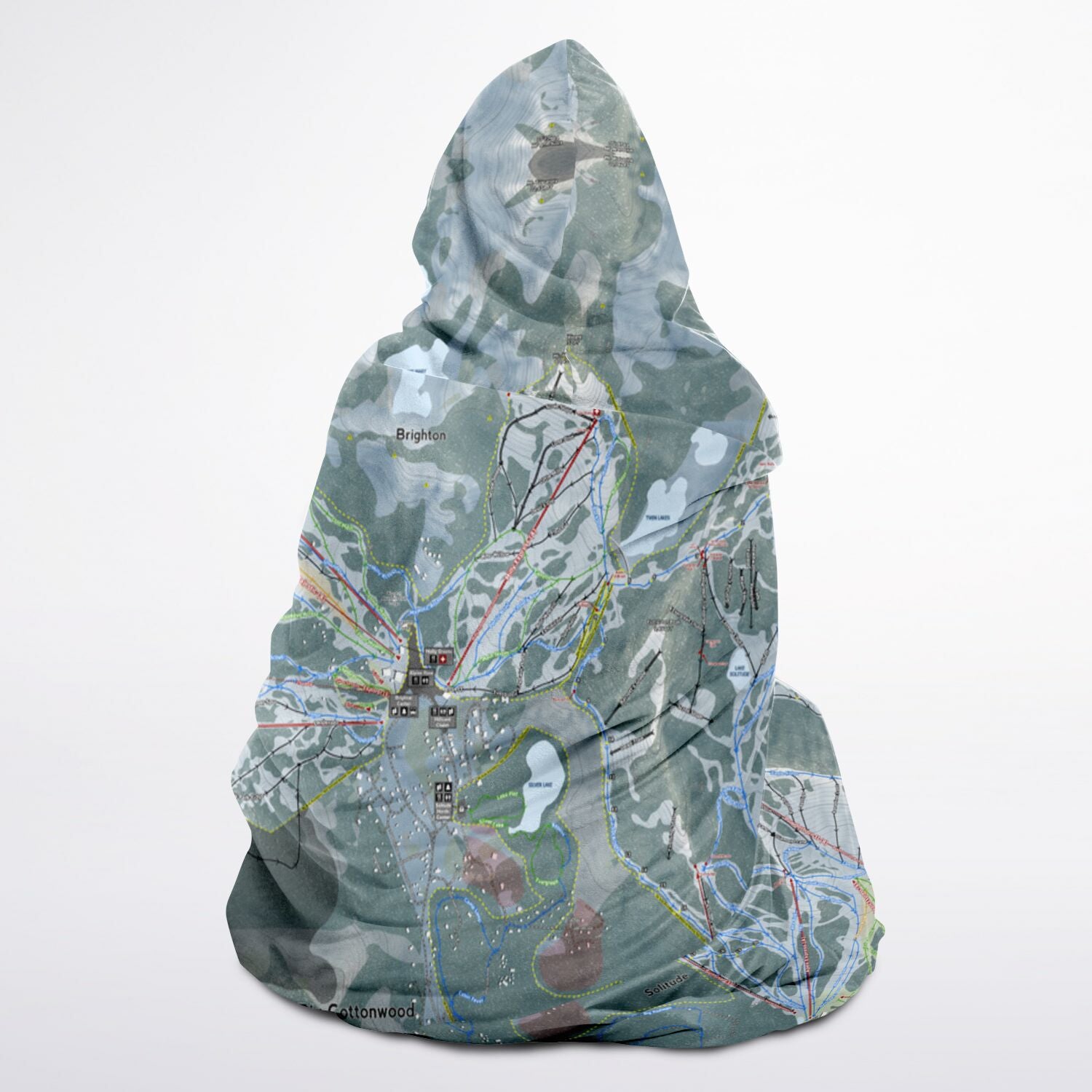 Big Cottonwood, Utah Ski Trail Map - Youth Hooded Blanket