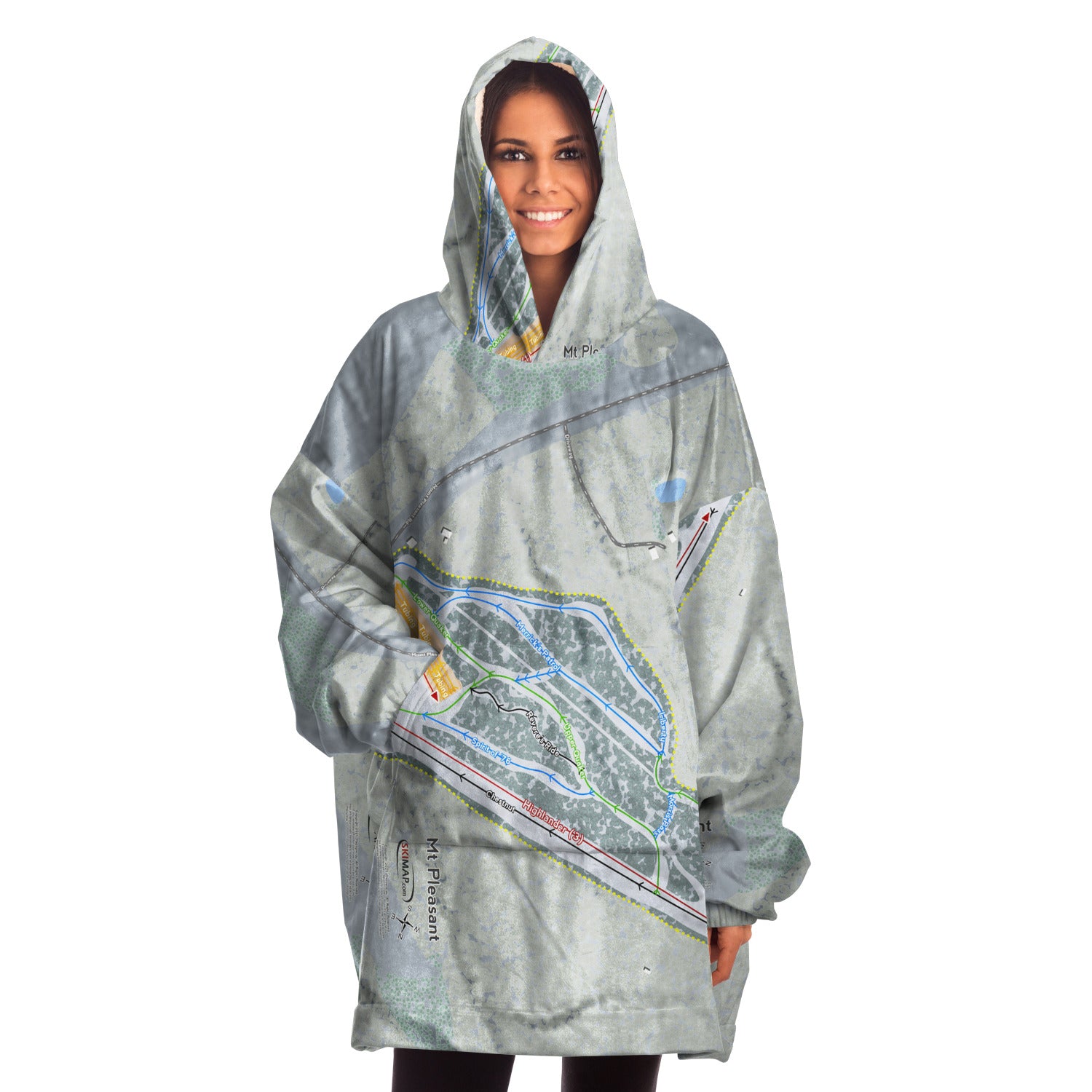 Mt Pleasant, Pennsylvania Ski Trail Map Snug Hoodie