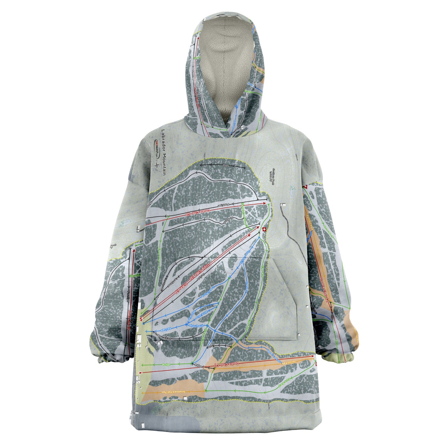 Labrador Mountain, New York Ski Trail Map - Snug Hoodie