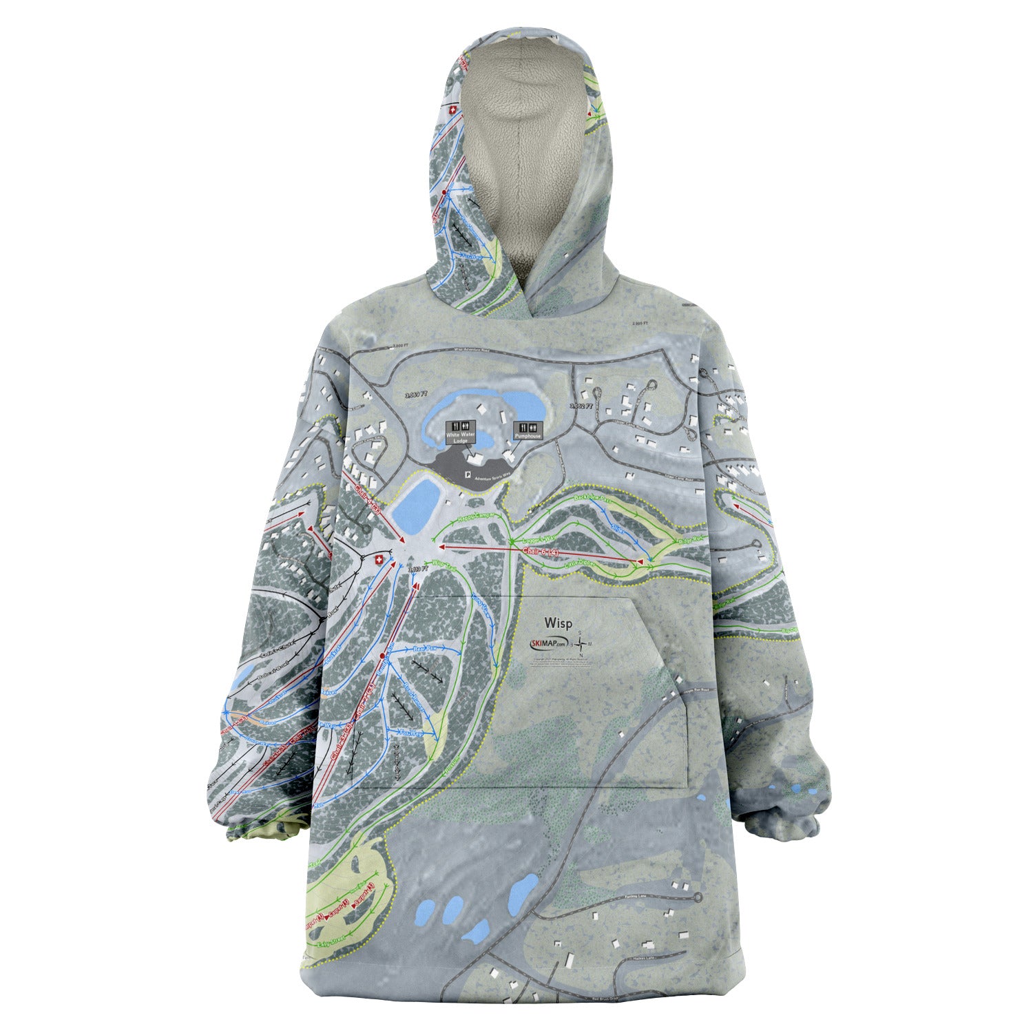 Wisp, Maryland Ski Trail Map - Snug Hoodie