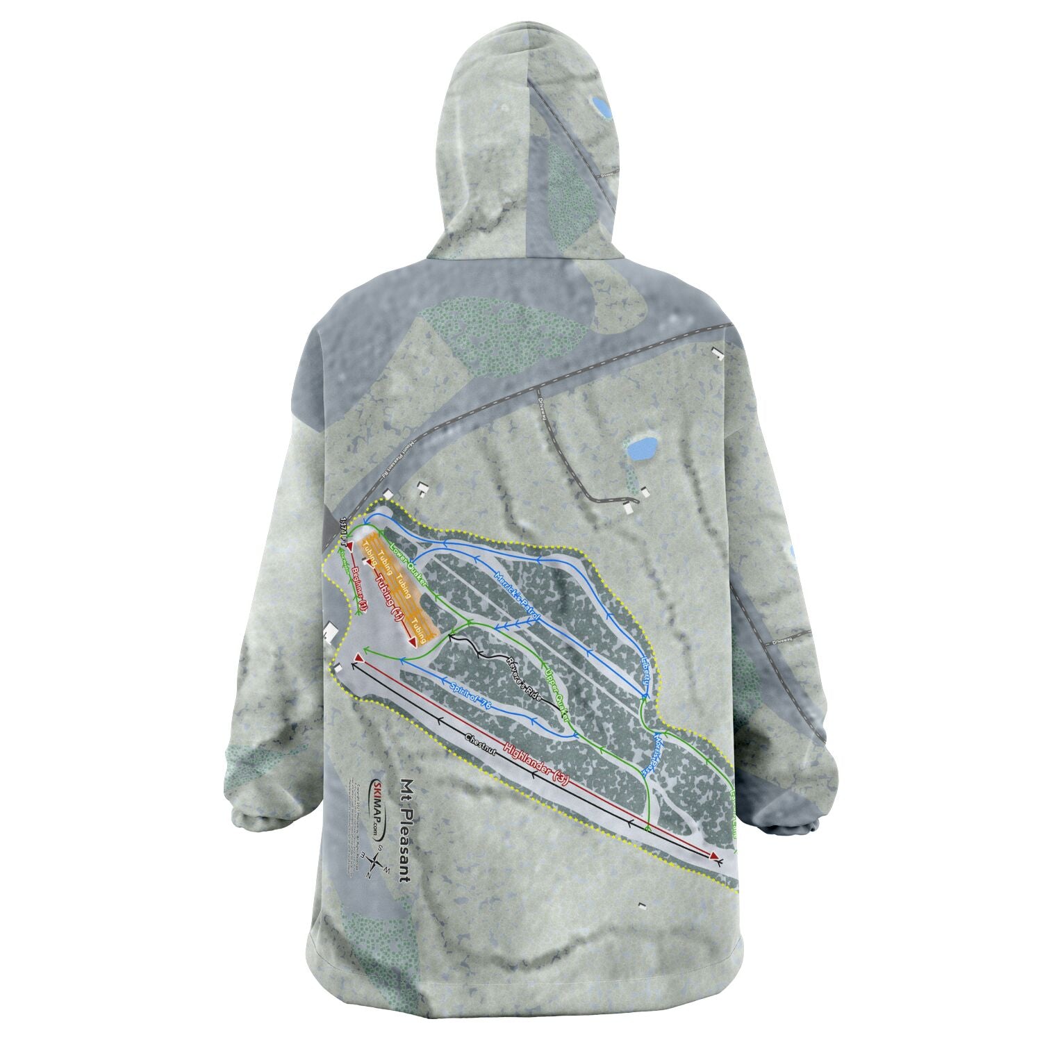 Mt Pleasant, Pennsylvania Ski Trail Map Snug Hoodie