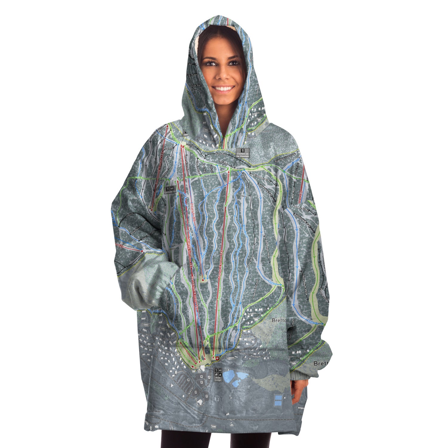 Bretton Woods, New Hampshire Ski Trail Map - Snug Hoodie