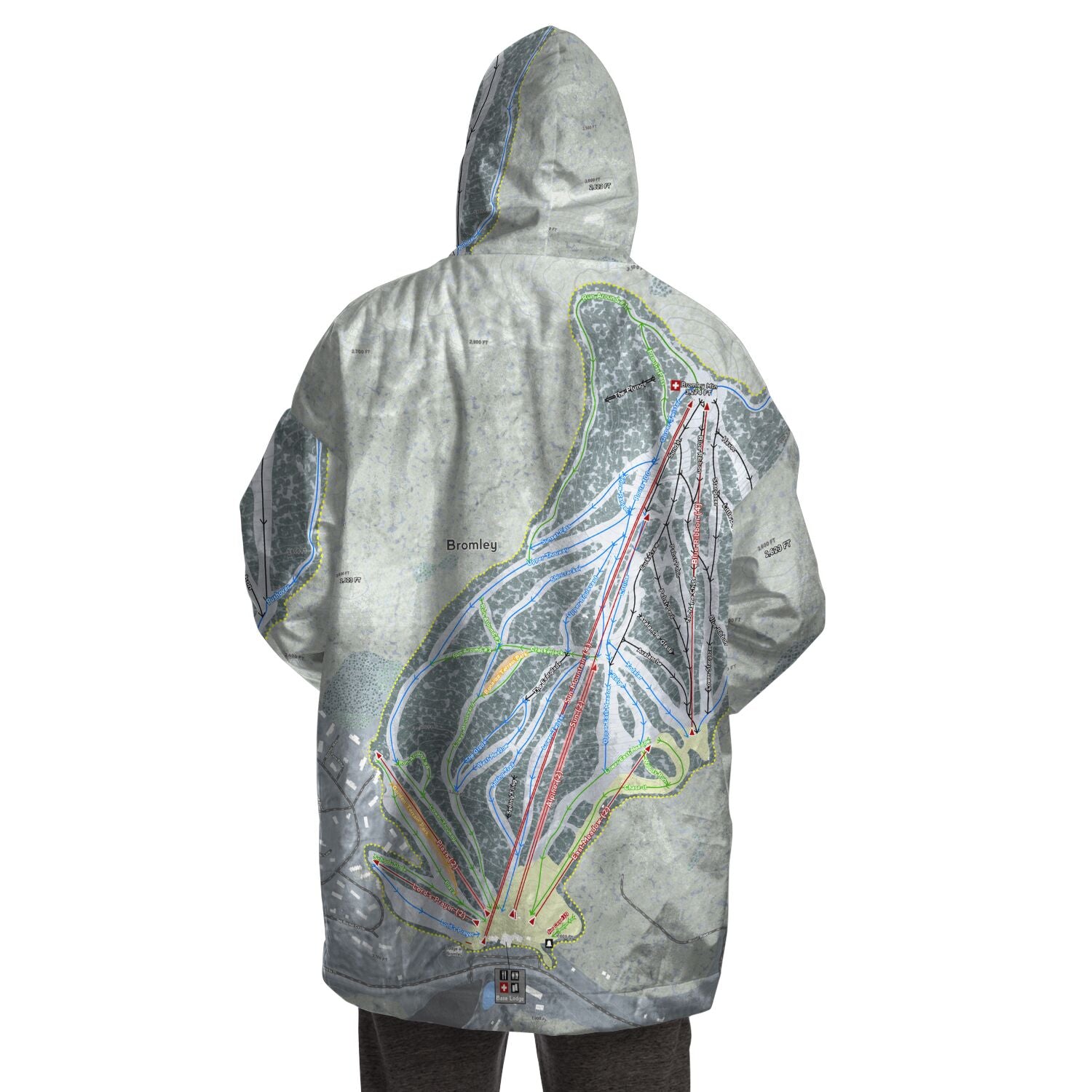 Bromley, Vermont Ski Trail Map - Snug Hoodie