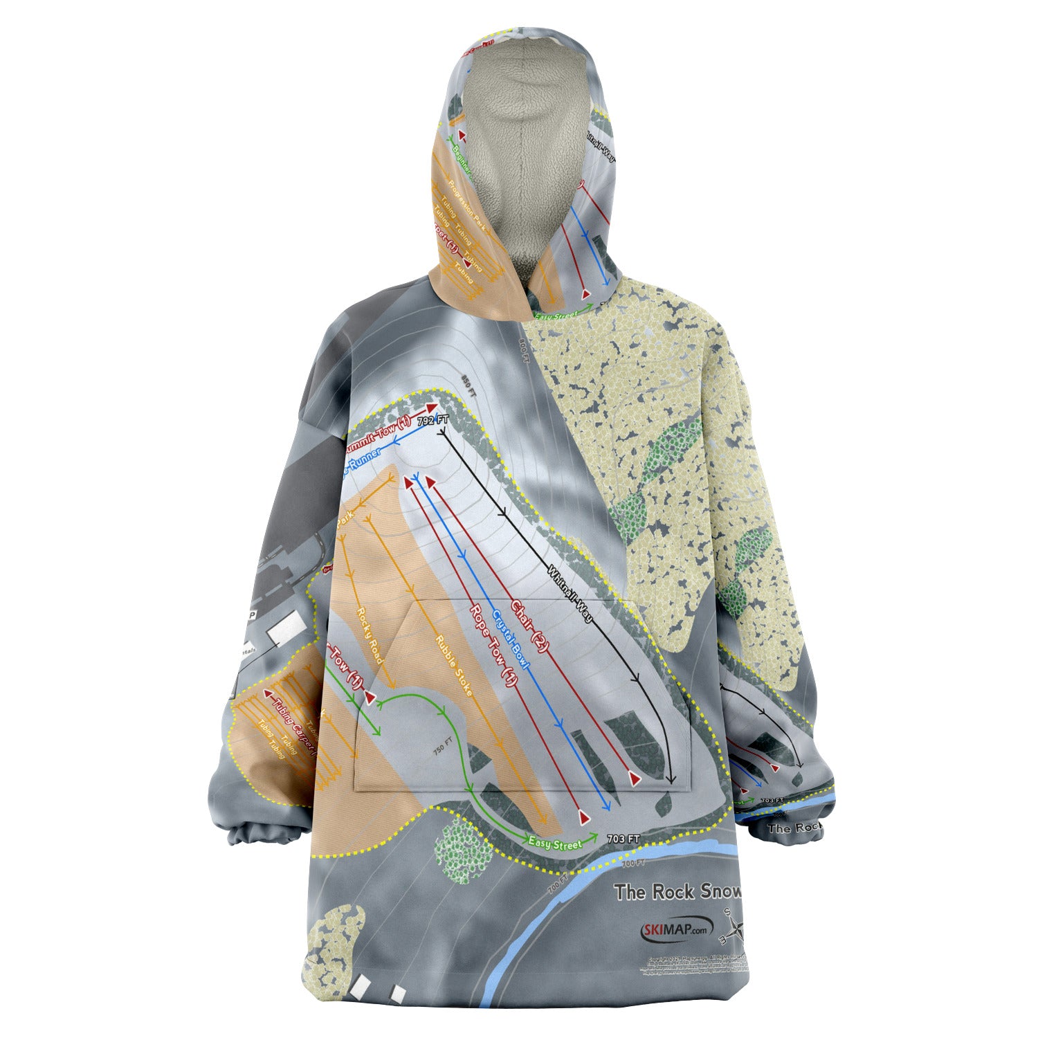 The Rock Snowpark, Wisconsin Ski Trail Map - Snug Hoodie