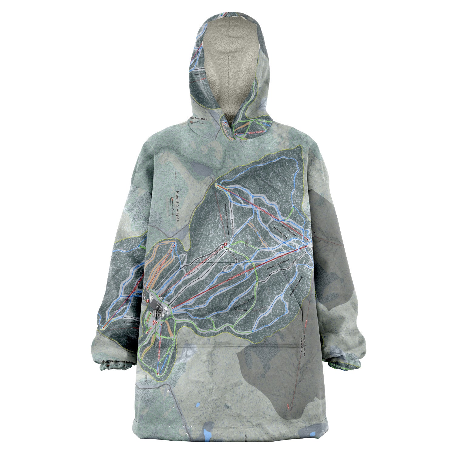 Mount Sunapee, New Hampshire Ski Trail Map - Snug Hoodie