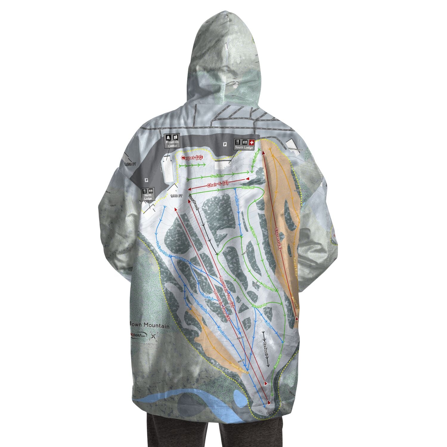 Sundown Mountain, Iowa Ski Trail Map - Snug Hoodie