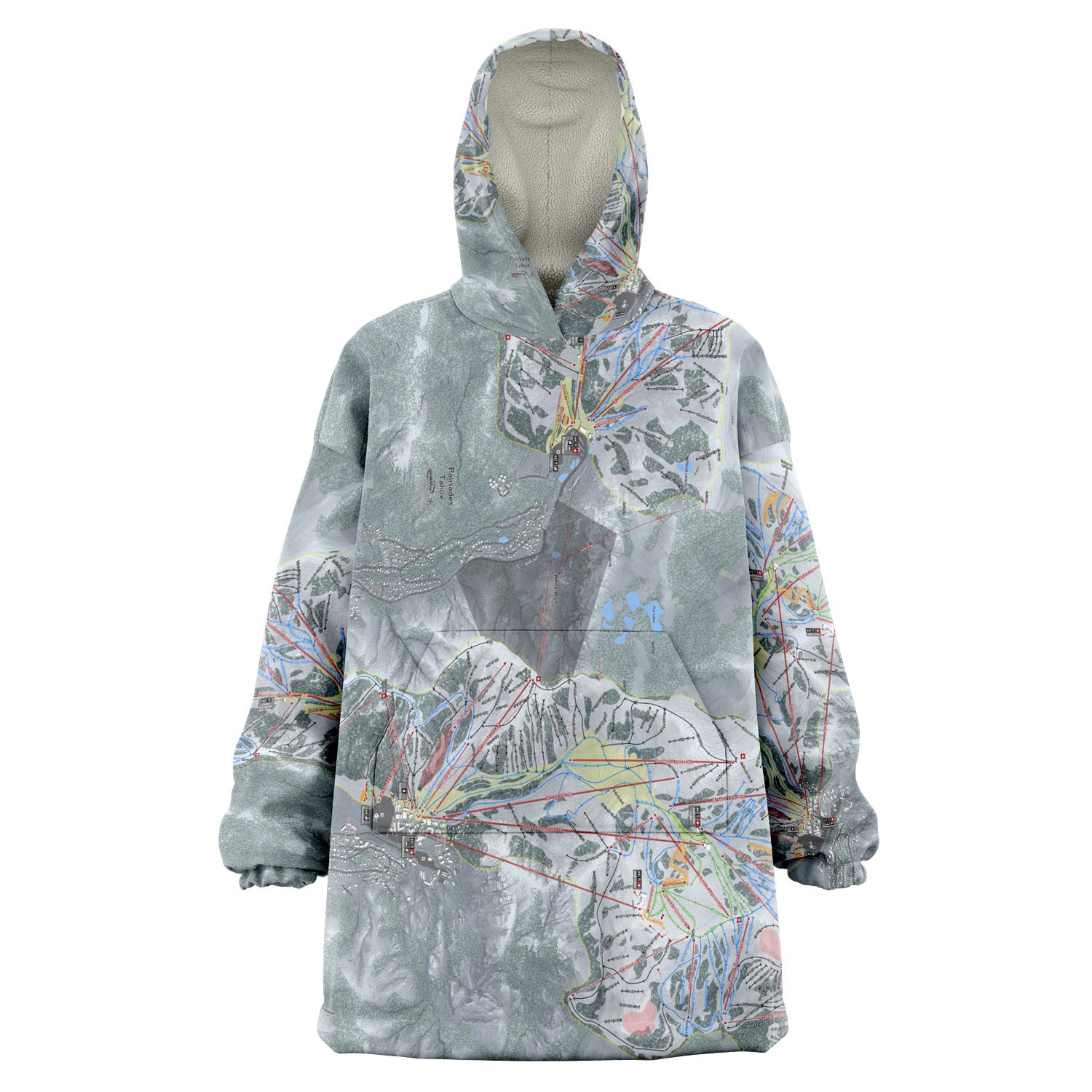 Palisades Tahoe, California Ski Trail Map - Snug Hoodie