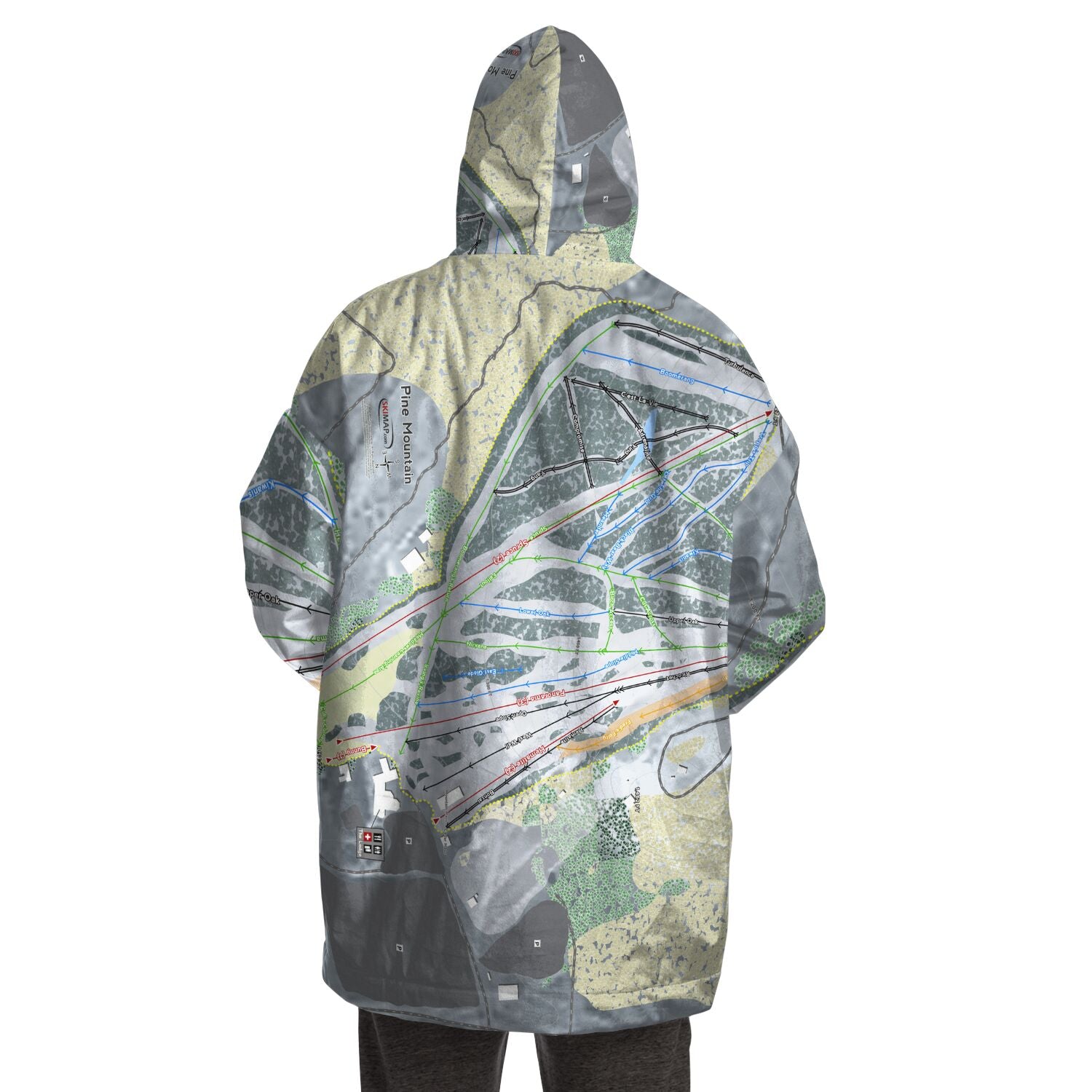 Pine Mountain, Michigan Ski Trail Map Snug Hoodie