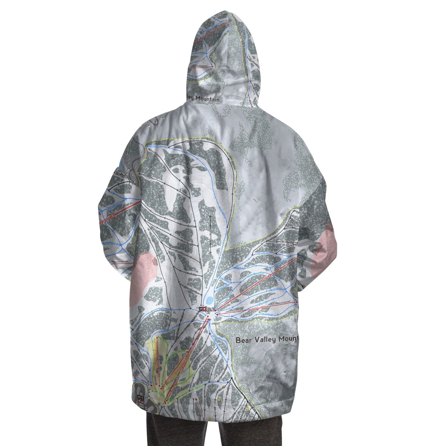 Bear Valley Mountain, California Ski Trail Map - Snug Hoodie