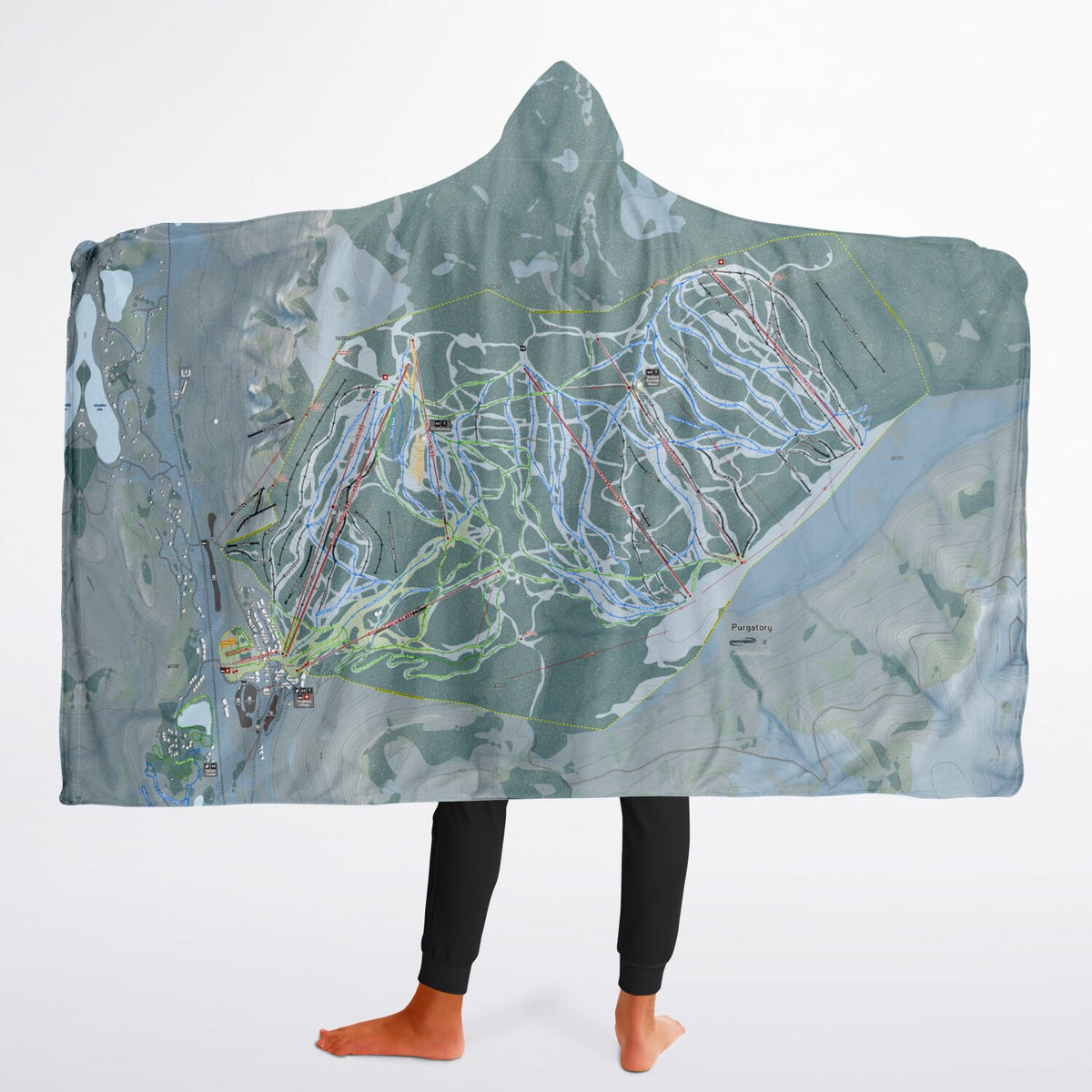 Purgatory, Colorado Ski Trail Map - Youth Hooded Blanket