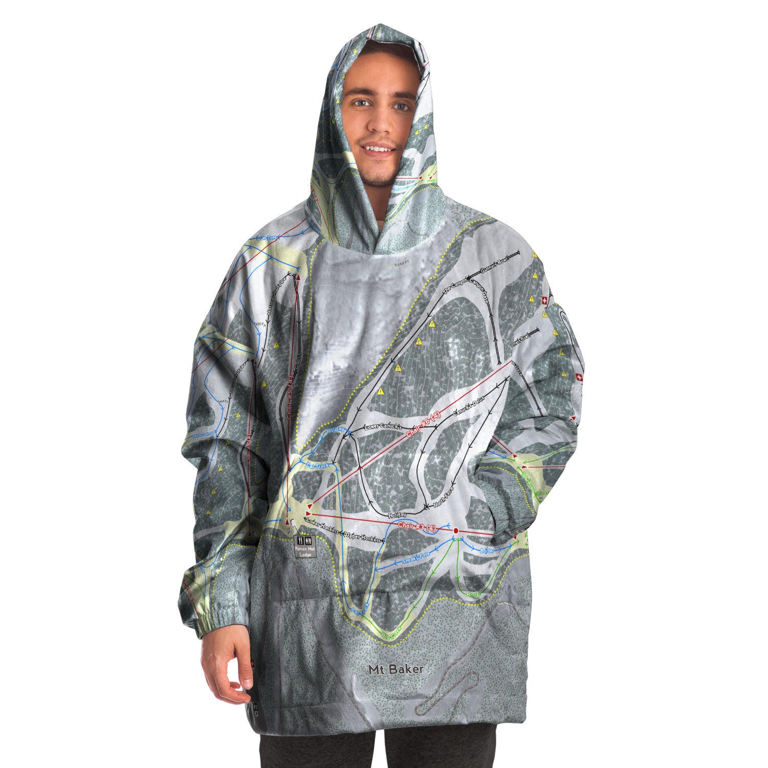 Mt. Baker, Washington Ski Trail Map - Snug Hoodie