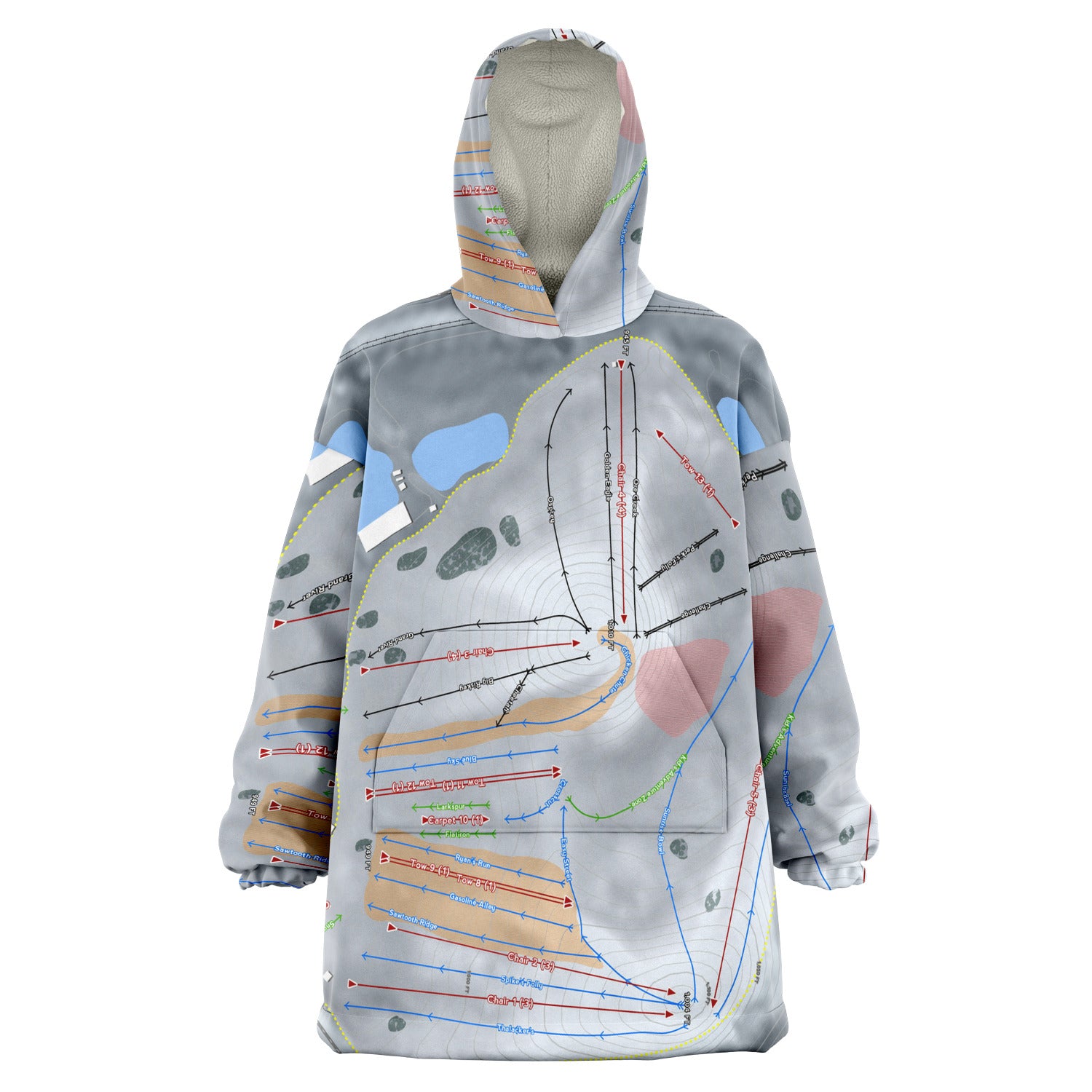 Mt Brighton, Michigan Ski Trail Map Snug Hoodie