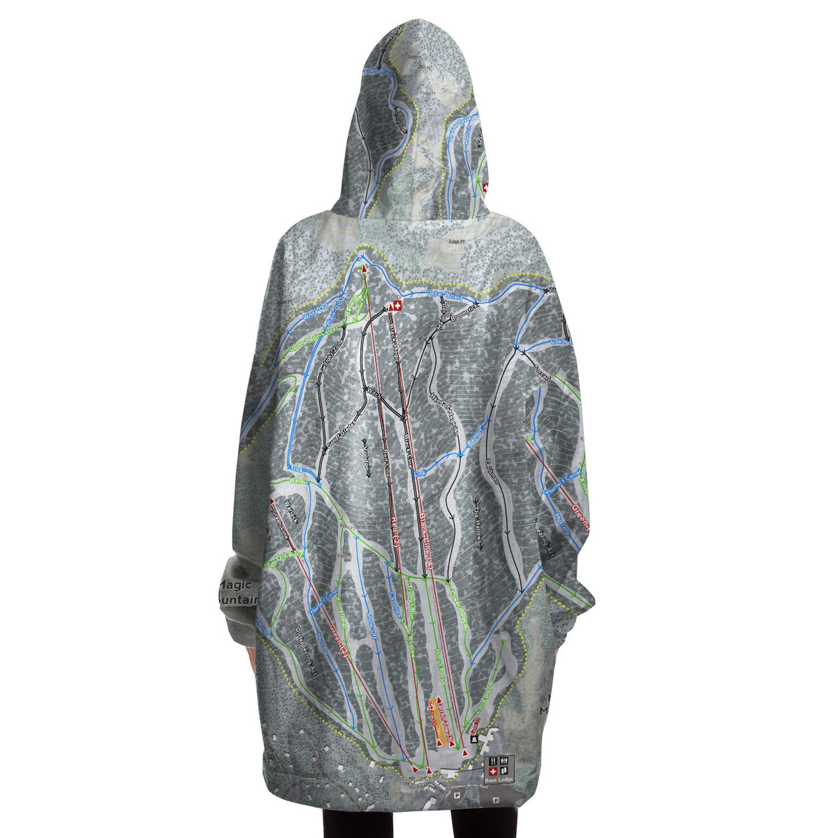 Magic Mountain, Vermont Ski Trail Map - Snug Hoodie