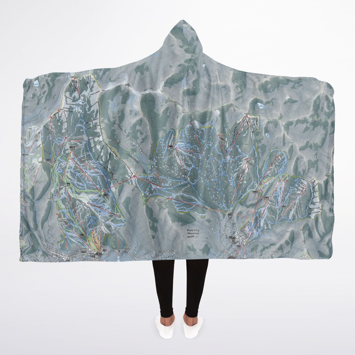 Park City, Utah Ski Trail Map - Adult Hooded Blanket