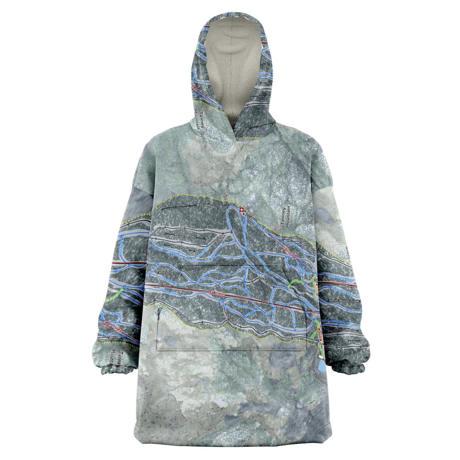 Tenney Mountain, New Hampshire Ski Trail Map - Snug Hoodie