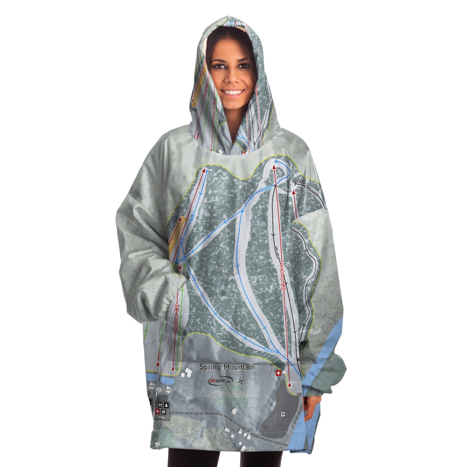 Spring Mountain, Pennsylvania Ski Trail Map Snug Hoodie