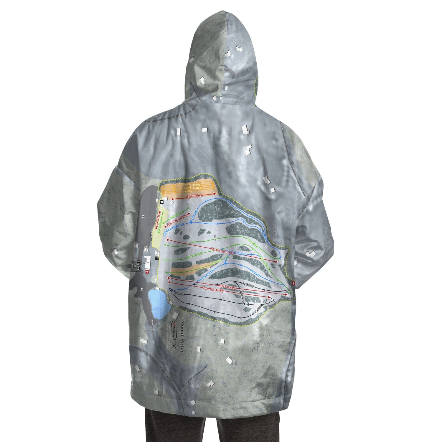 Mount Peter, New York Ski Trail Map Snug Hoodie