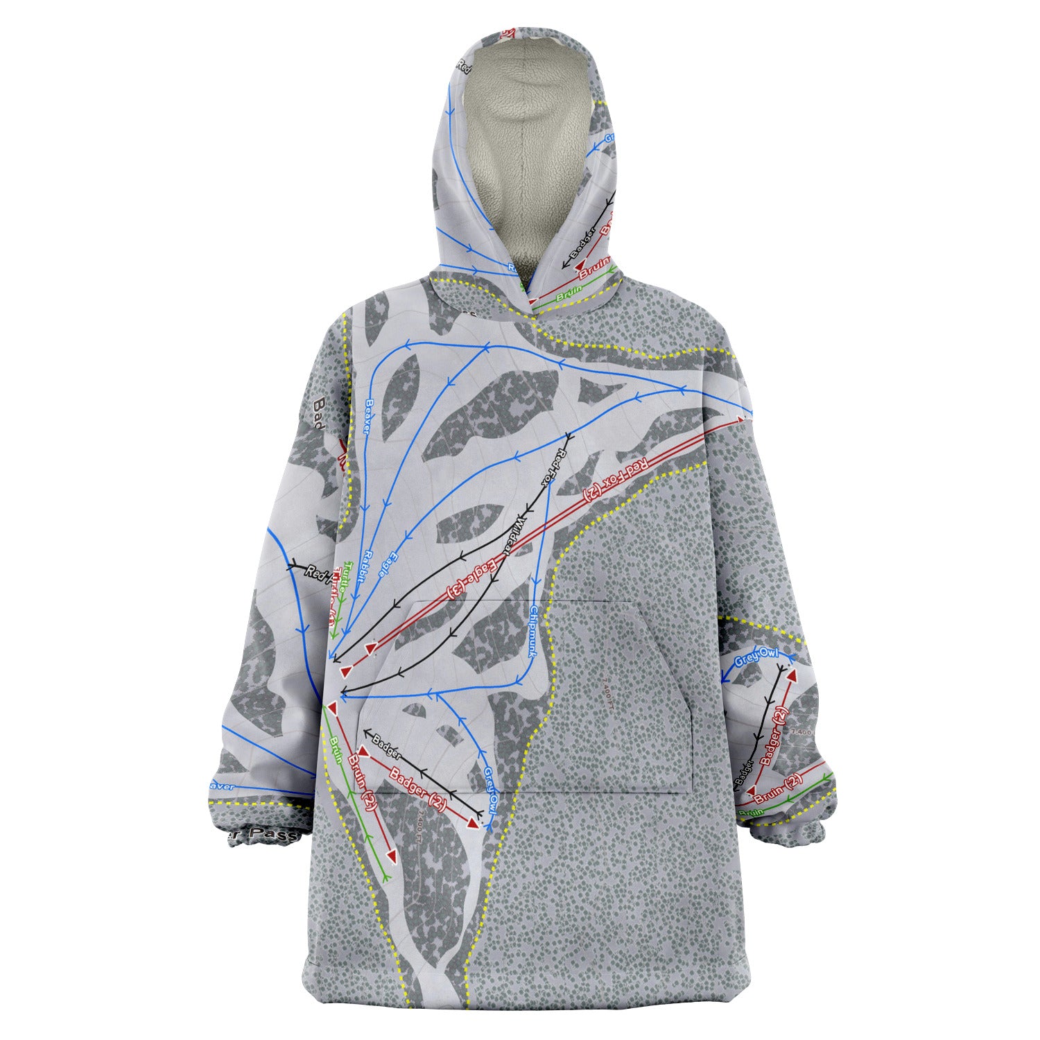 Badger Pass, California Ski Trail Map - Snug Hoodie