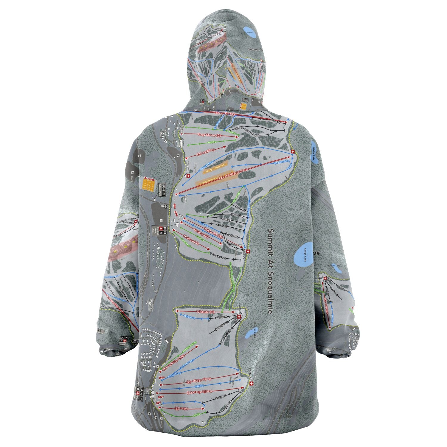 Summit At Snoqualmie, Washington Ski Trail Map - Snug Hoodie