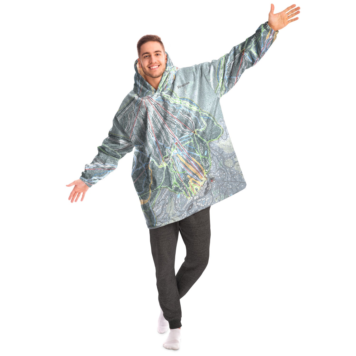 Stratton, Vermont Ski Trail Map - Snug Hoodie