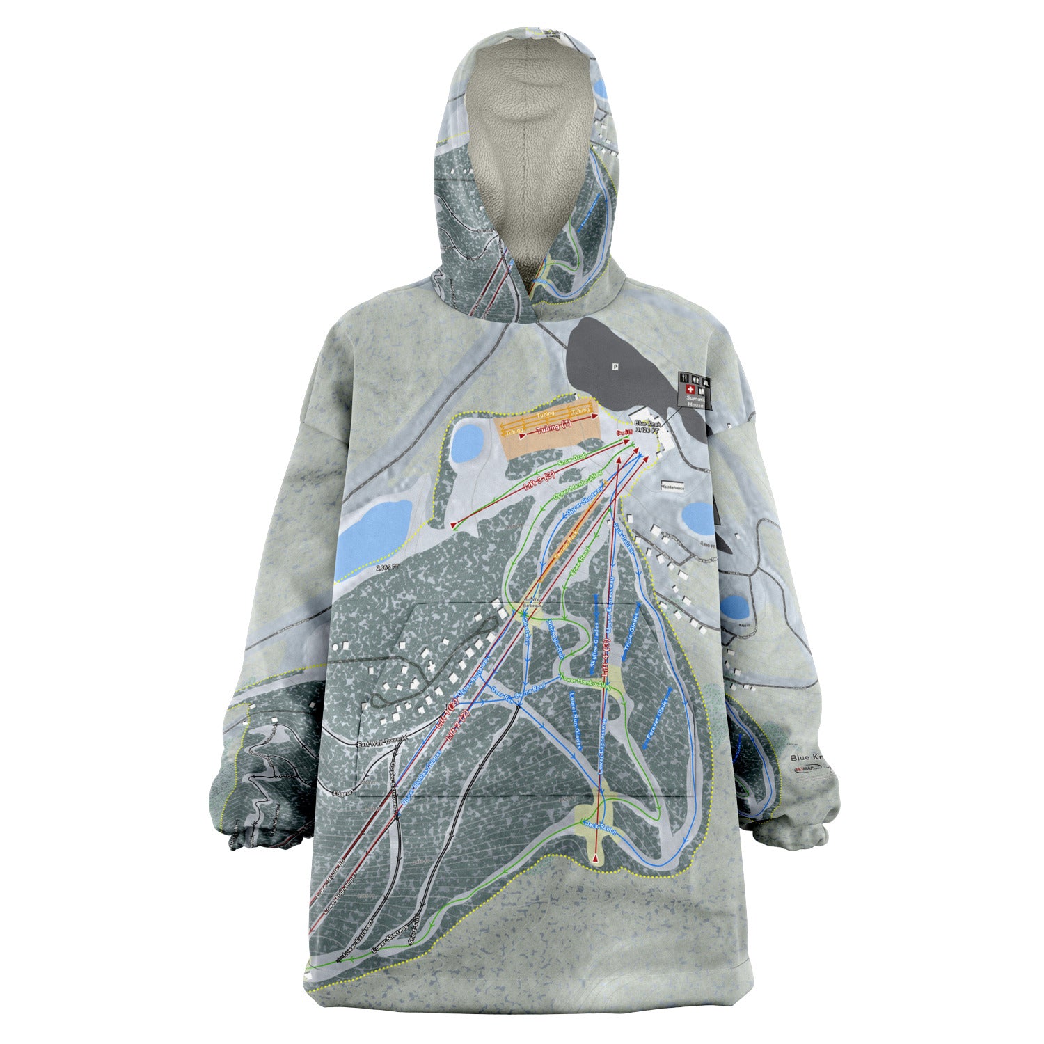 Blue Knob, Pennsylvania Ski Trail Map Snug Hoodie