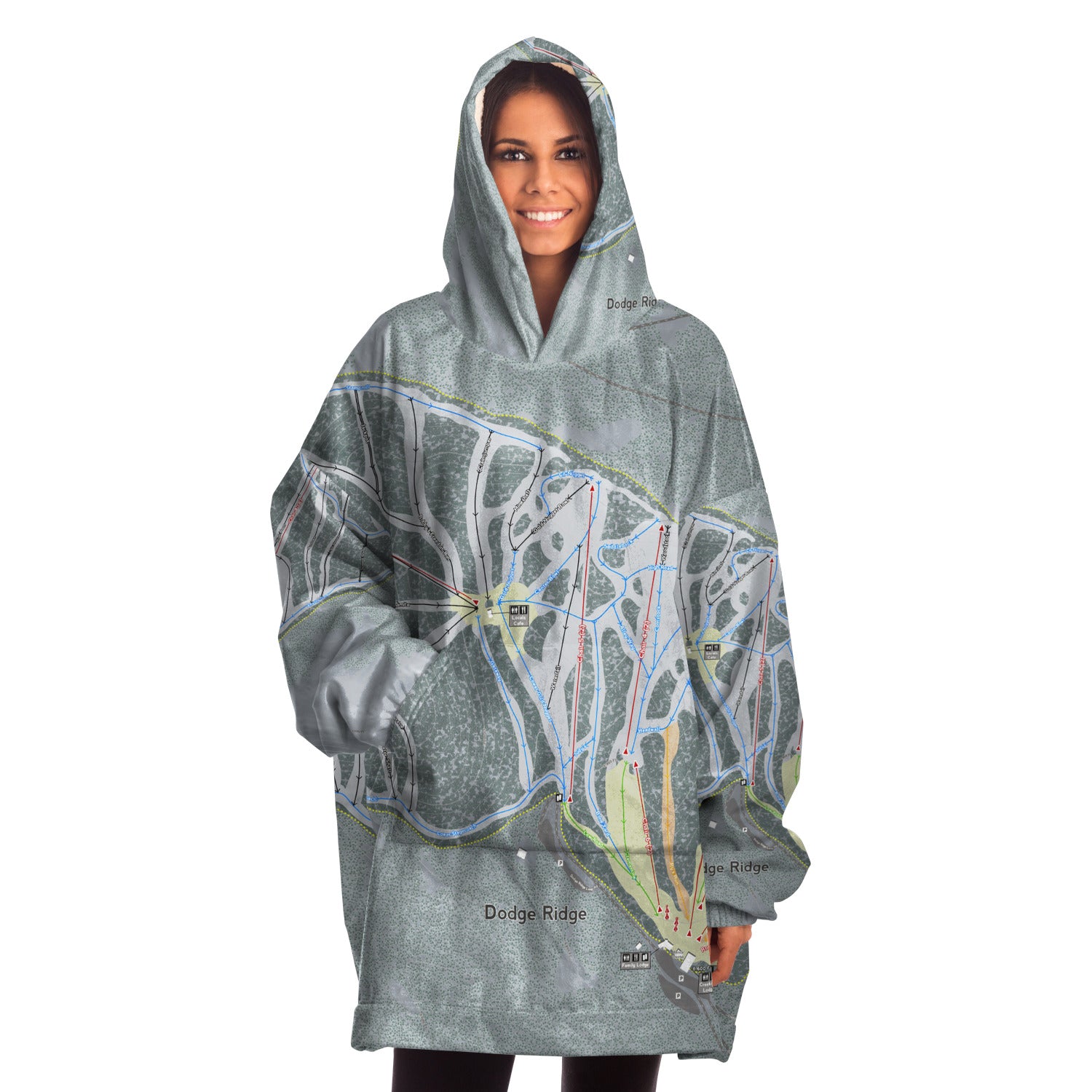 Dodge Ridge, California Ski Trail Map - Snug Hoodie