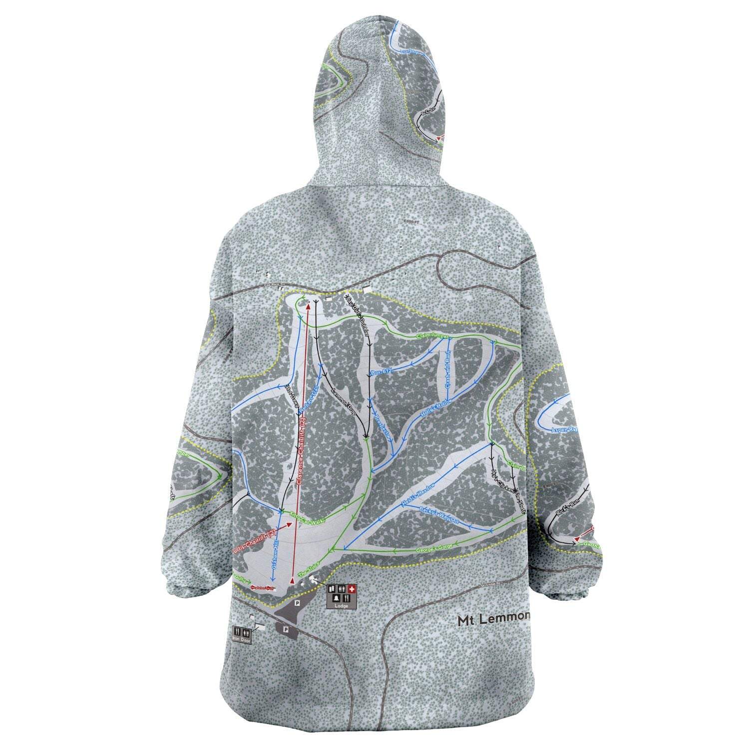 Mt Lemmon, Arizona Ski Trail Map Snug Hoodie