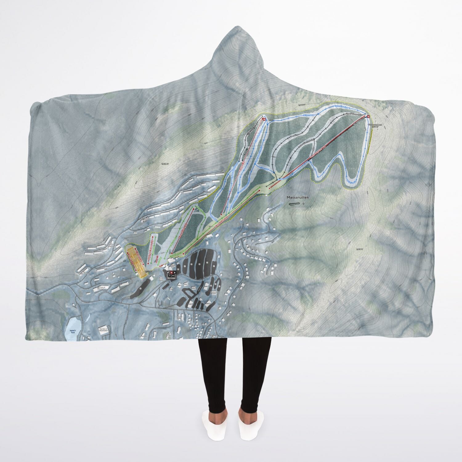 Massanutten, Virginia Ski Trail Map - Adult Hooded Blanket