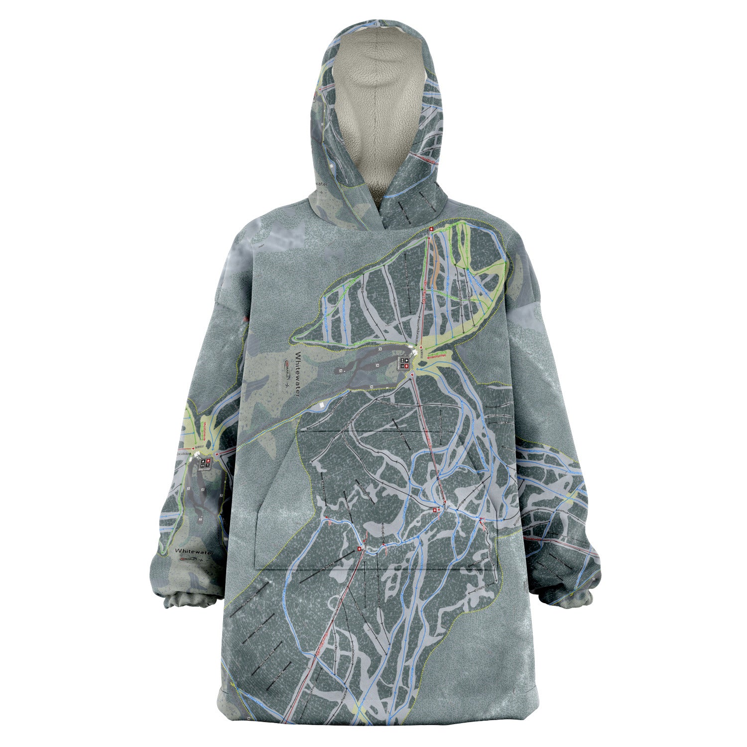 Whitewater, British Columbia Ski Trail Map Snug Hoodie