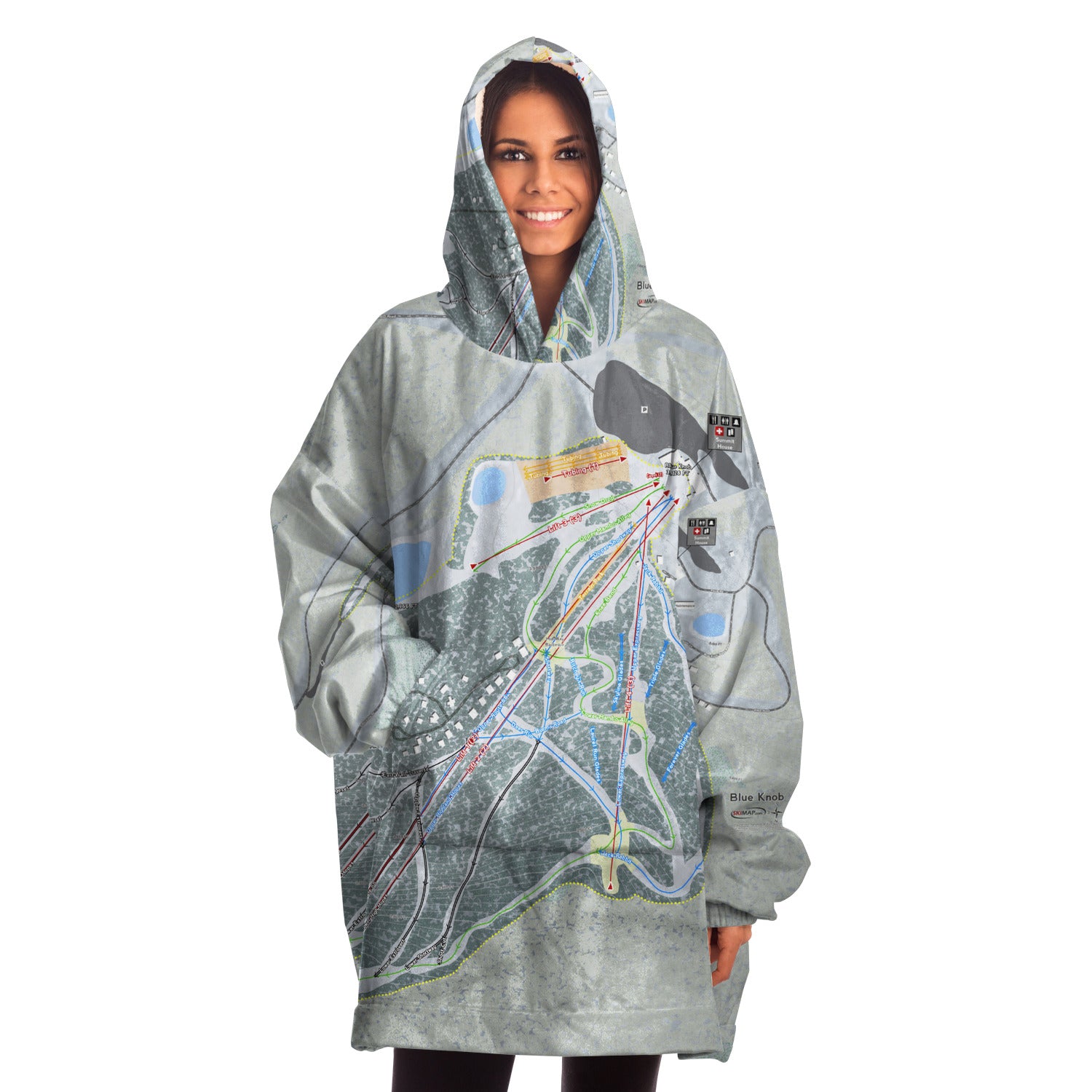 Blue Knob, Pennsylvania Ski Trail Map Snug Hoodie