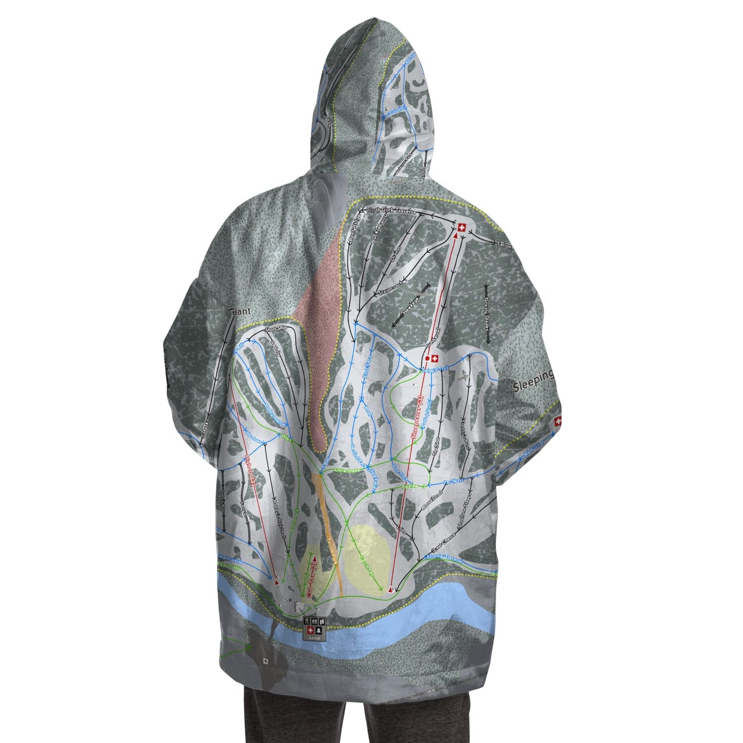 Sleeping Giant, Wyoming Ski Trail Map Snug Hoodie