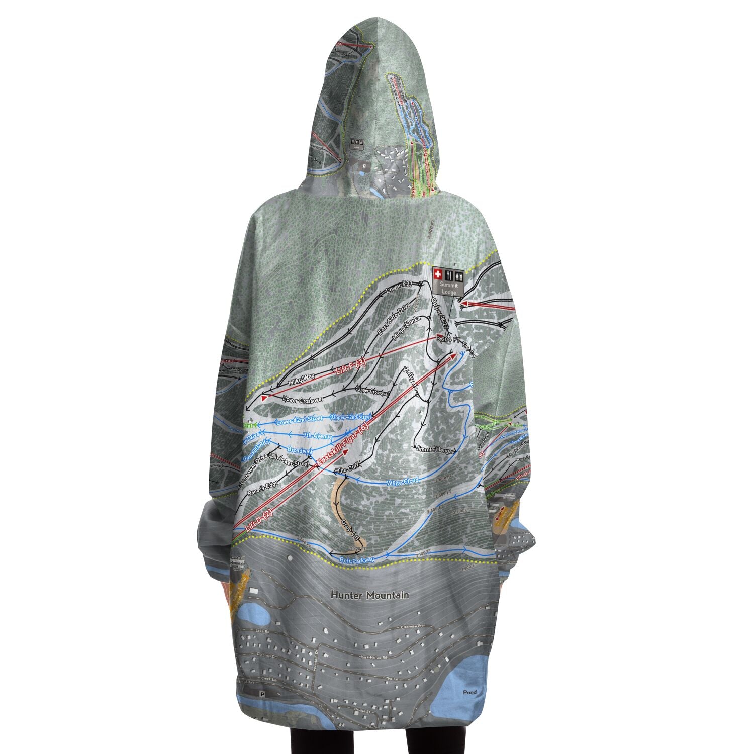 Hunter Mountain, New York Ski Trail Map - Snug Hoodie