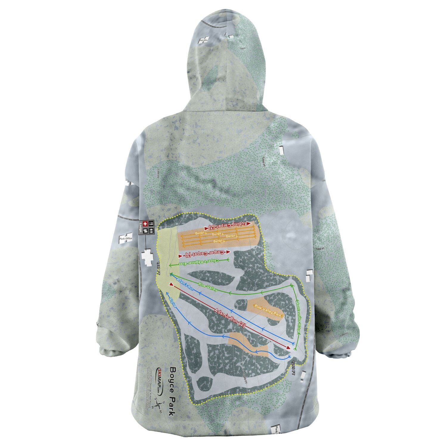 Boyce Park, Pennsylvania Ski Trail Map Snug Hoodie