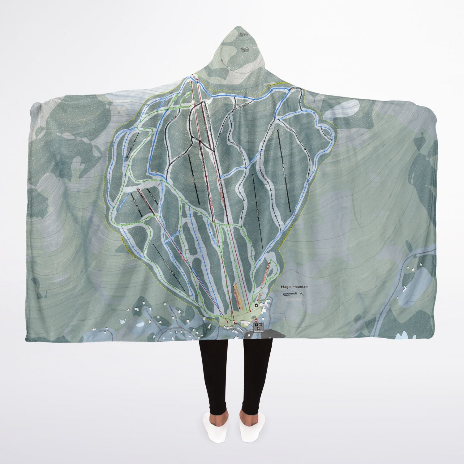 Magic Mountain, Vermont Ski Trail Map - Adult Hooded Blanket