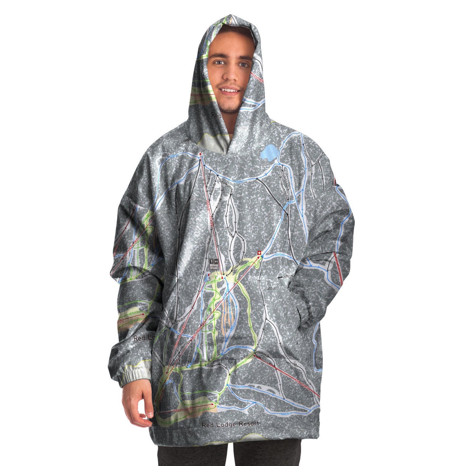 Red Lodge, Montana Ski Trail Map - Snug Hoodie