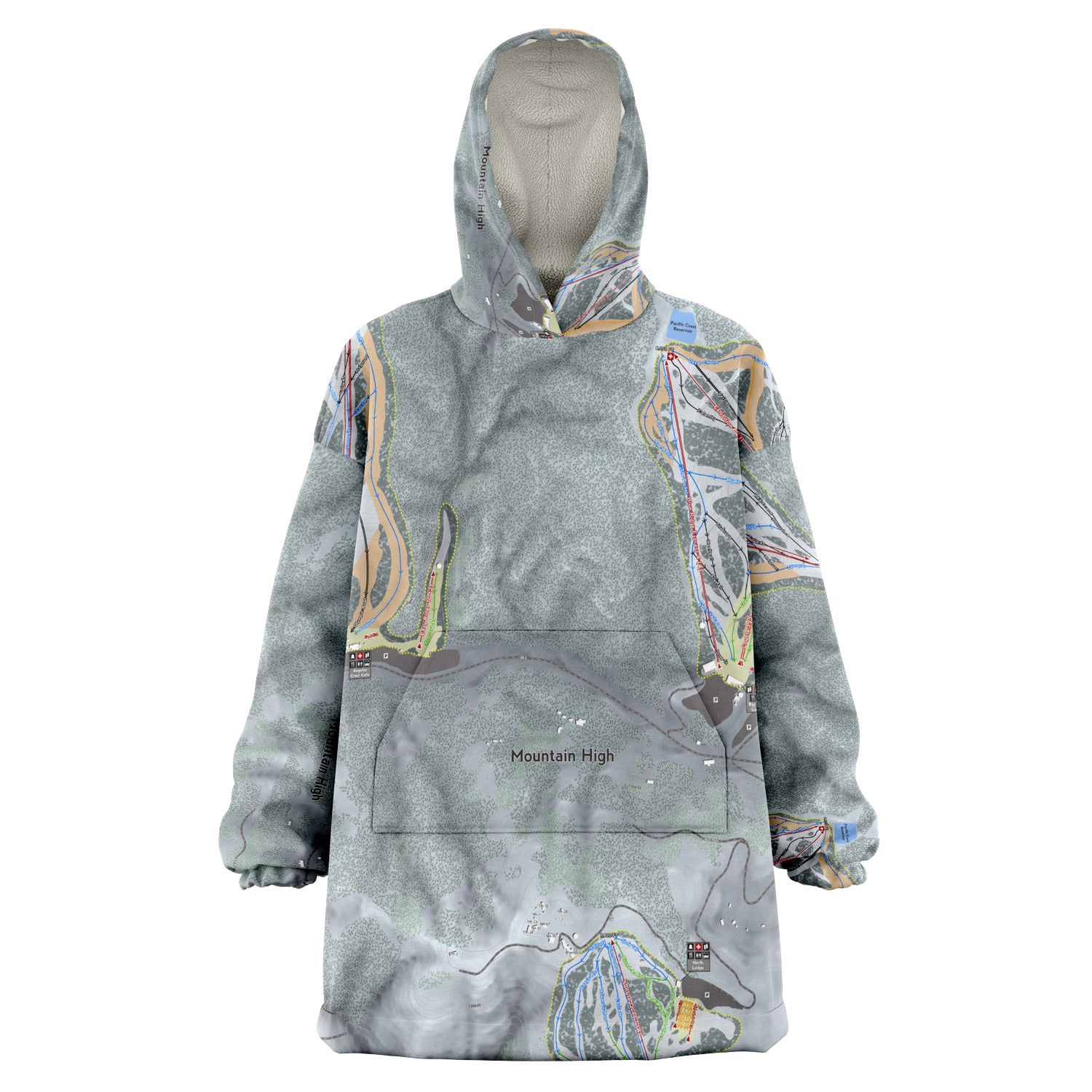 Mountain High, California Ski Trail Map - Snug Hoodie